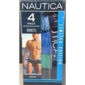 Nautica Green/Blue Briefs Mens S 28-30 Limited Edition 4 Pack  Classic Comfy